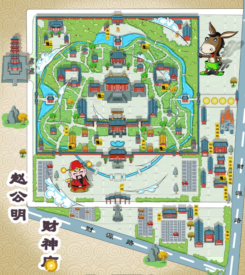 菏泽寺庙类手绘地图